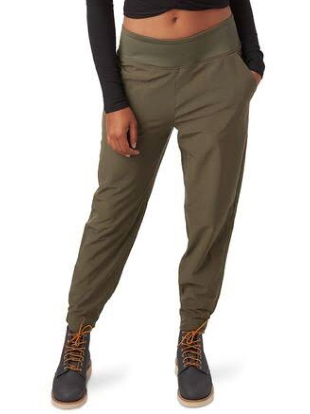Patagonia Happy Hike Stretch Mid-Rise Lightweight Jogger Pants Green Pockets, S